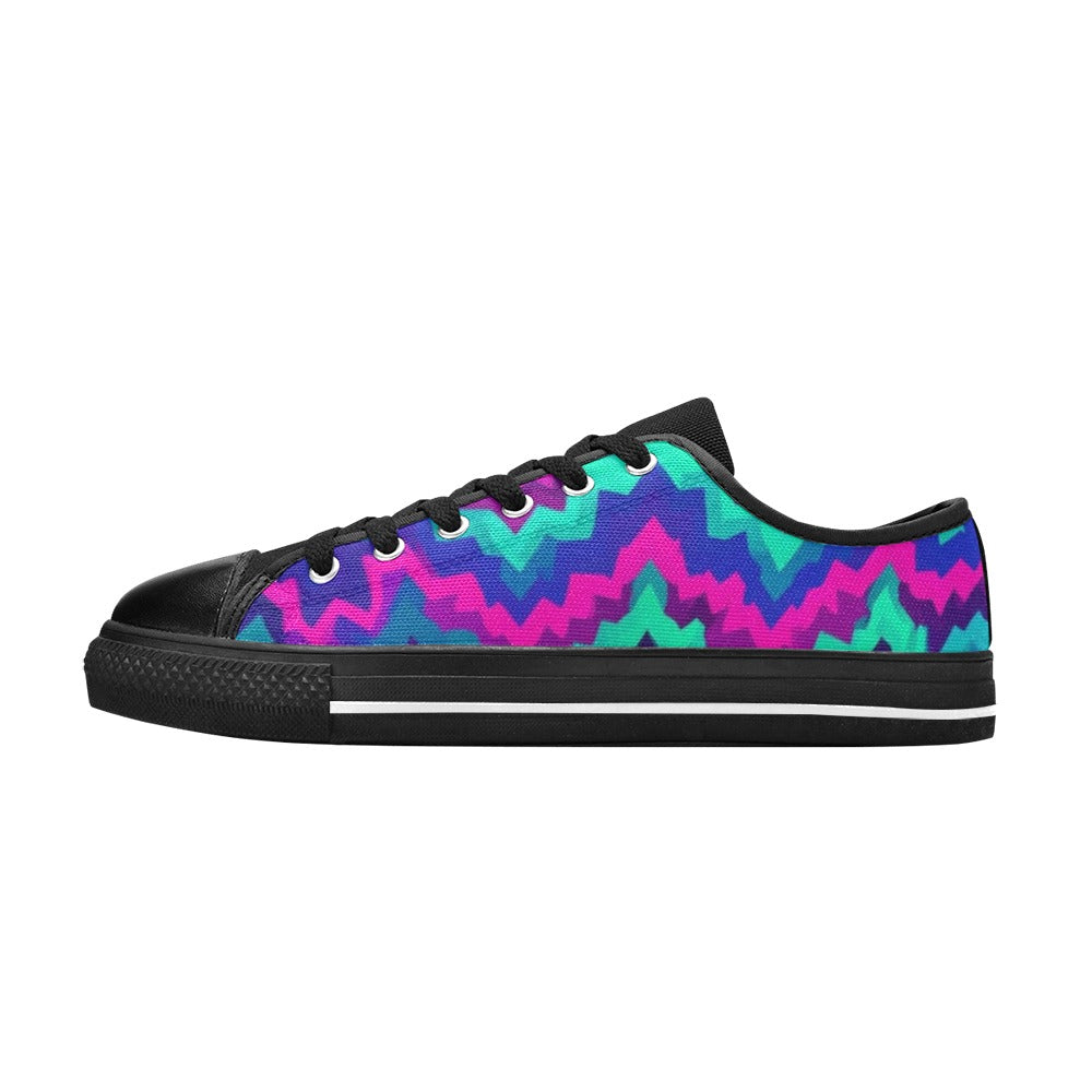KIDS' Psychedelic Chevron Vortex Low Top Canvas Vibrant Chaos Custom Shoes