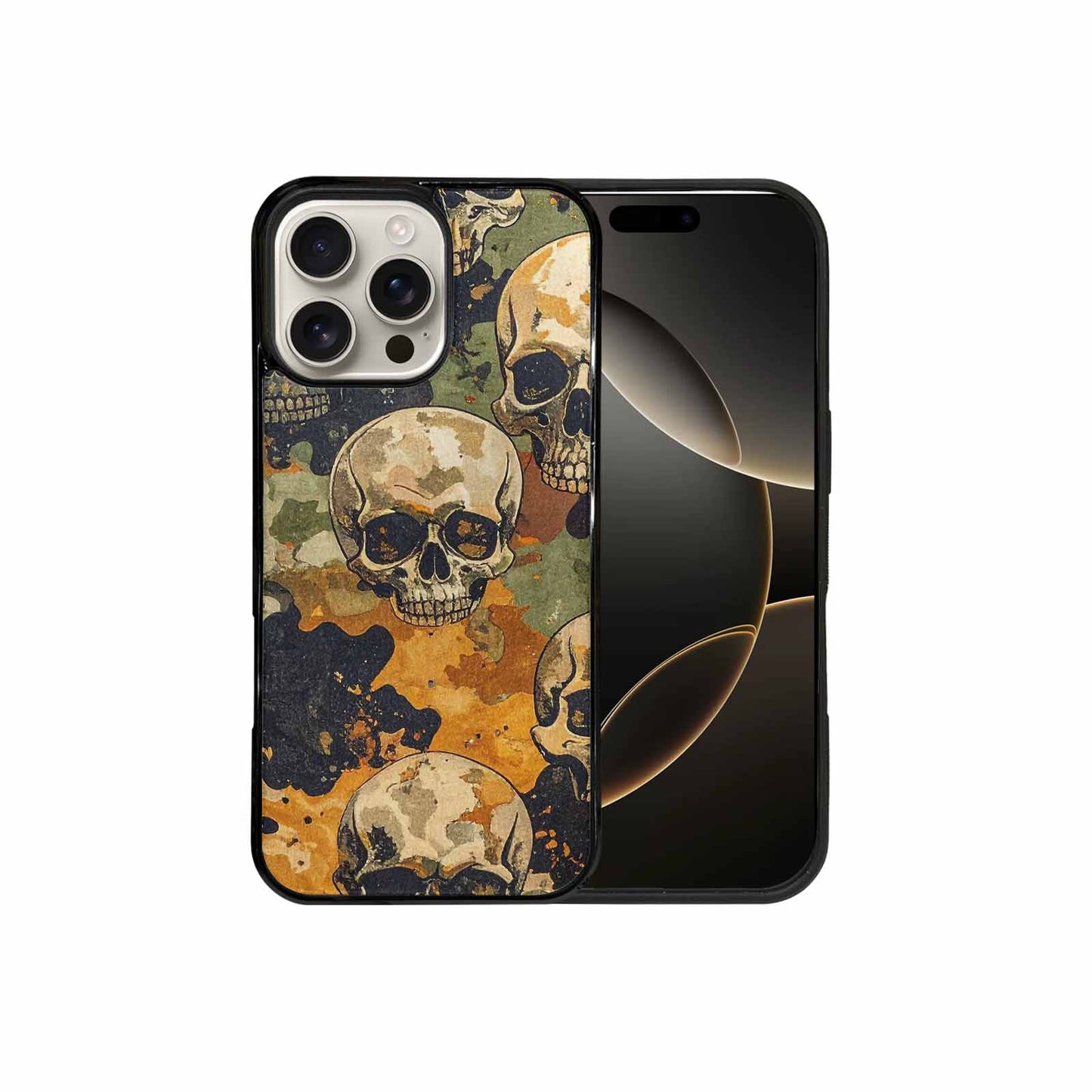 iPhone 16 Pro Max Case — Military Camo Skull Custom, Custom Art Phone Cover