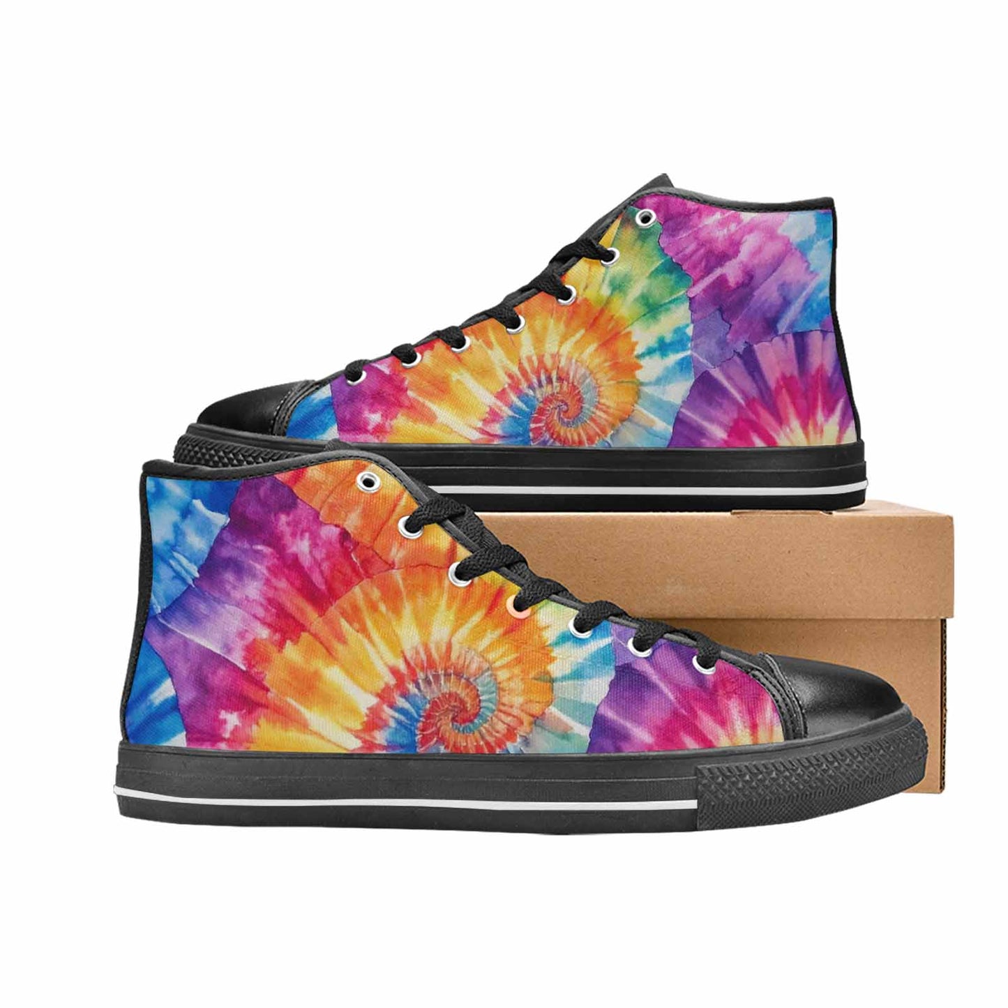 MEN'S Tie Dye Swirl High Top Canvas Dark Academia Sneakers