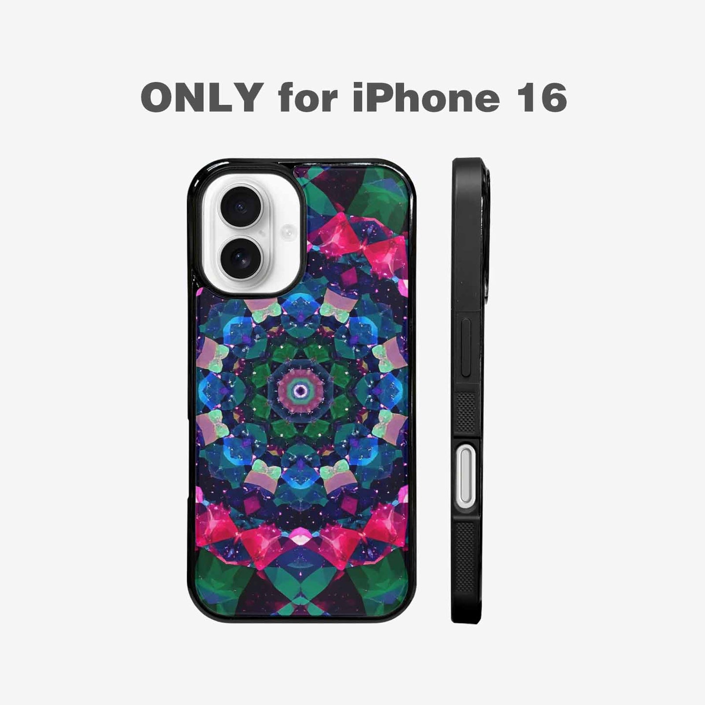 iPhone 16 Case — Crystal Mandala Art Seamless Pattern Vibrant, Custom Made Phone Cover