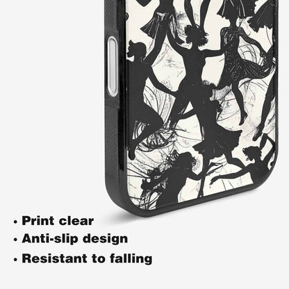 iPhone 16 Plus Case — Bold Dancing Figure Line Art Pattern, Custom Print Case Cover