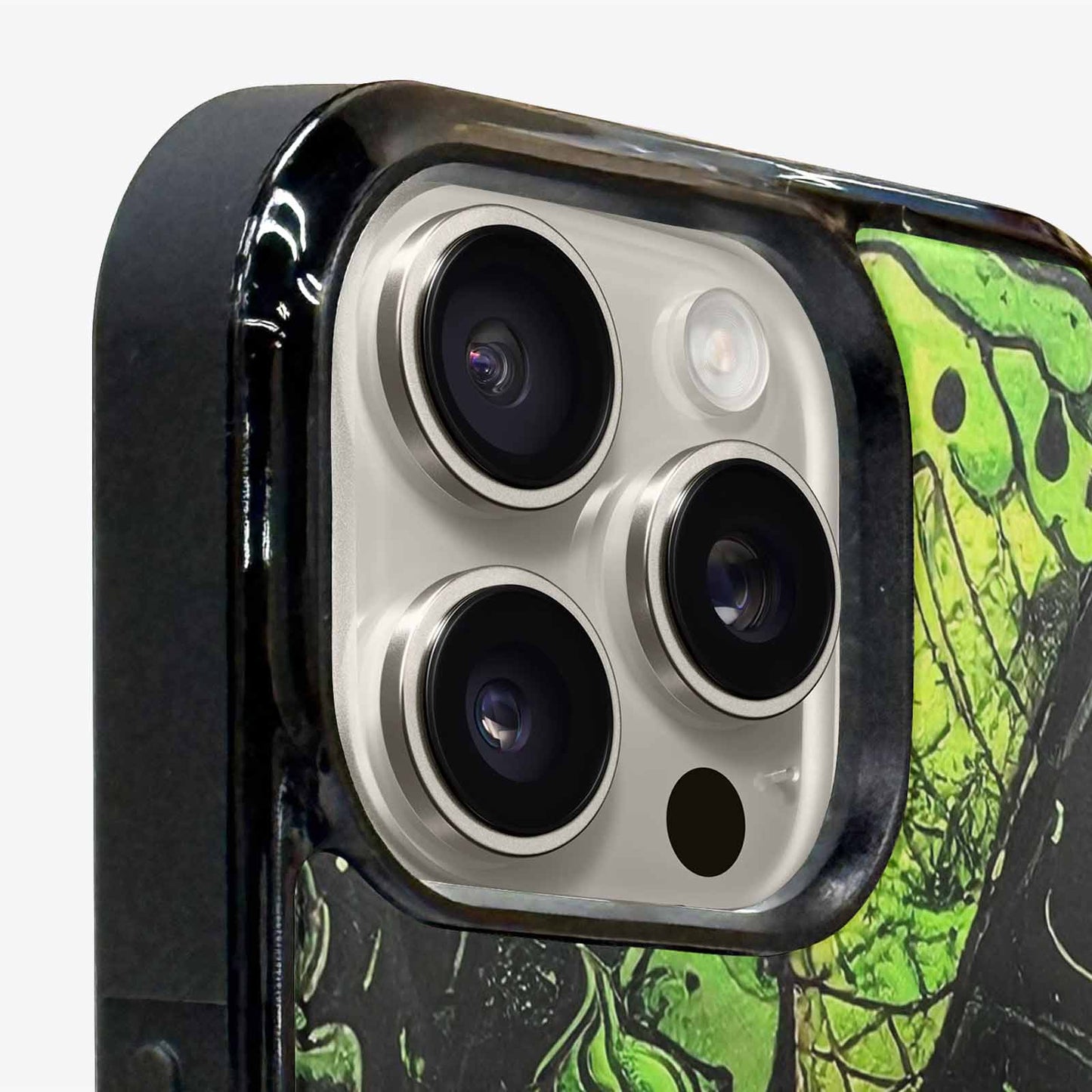 iPhone 15 Pro Max Case — Ice Cream Motif Black Green Ink, Custom Printed Phone Case