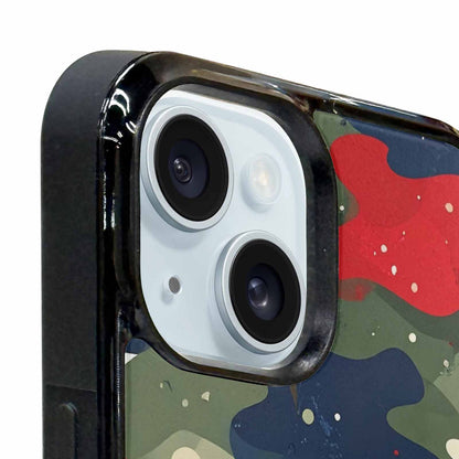 iPhone 15 Case — Military Camo Blotch Texture Blended With, Custom Printed Phone Case