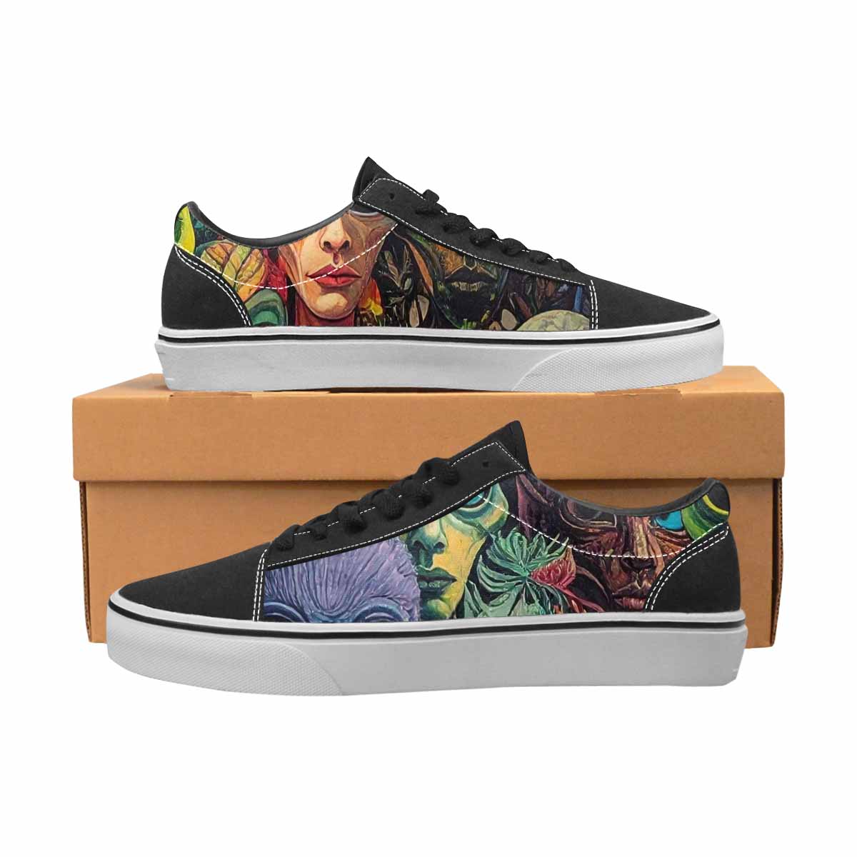 WOMEN'S Aliens Lace-Up Canvas Wallpaper Art Custom Sneakers