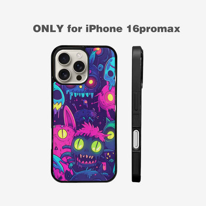 iPhone 16 Pro Max Case — Mixed Toxic Glow Creature Pattern Hundreds, Original Design Phone Case