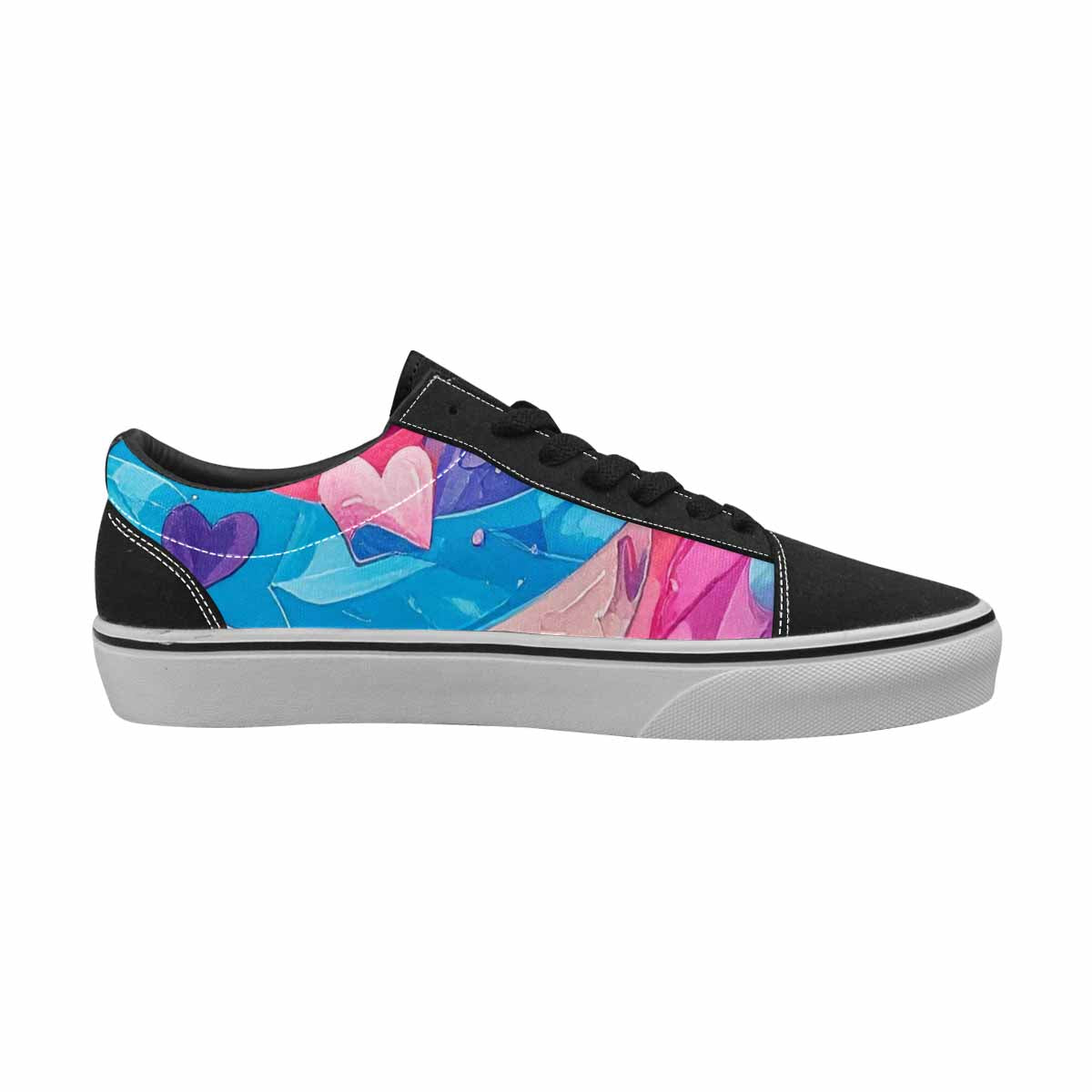 WOMEN'S Transgender Pride Flag Lace-Up Canvas Melting Art Custom Sneakers