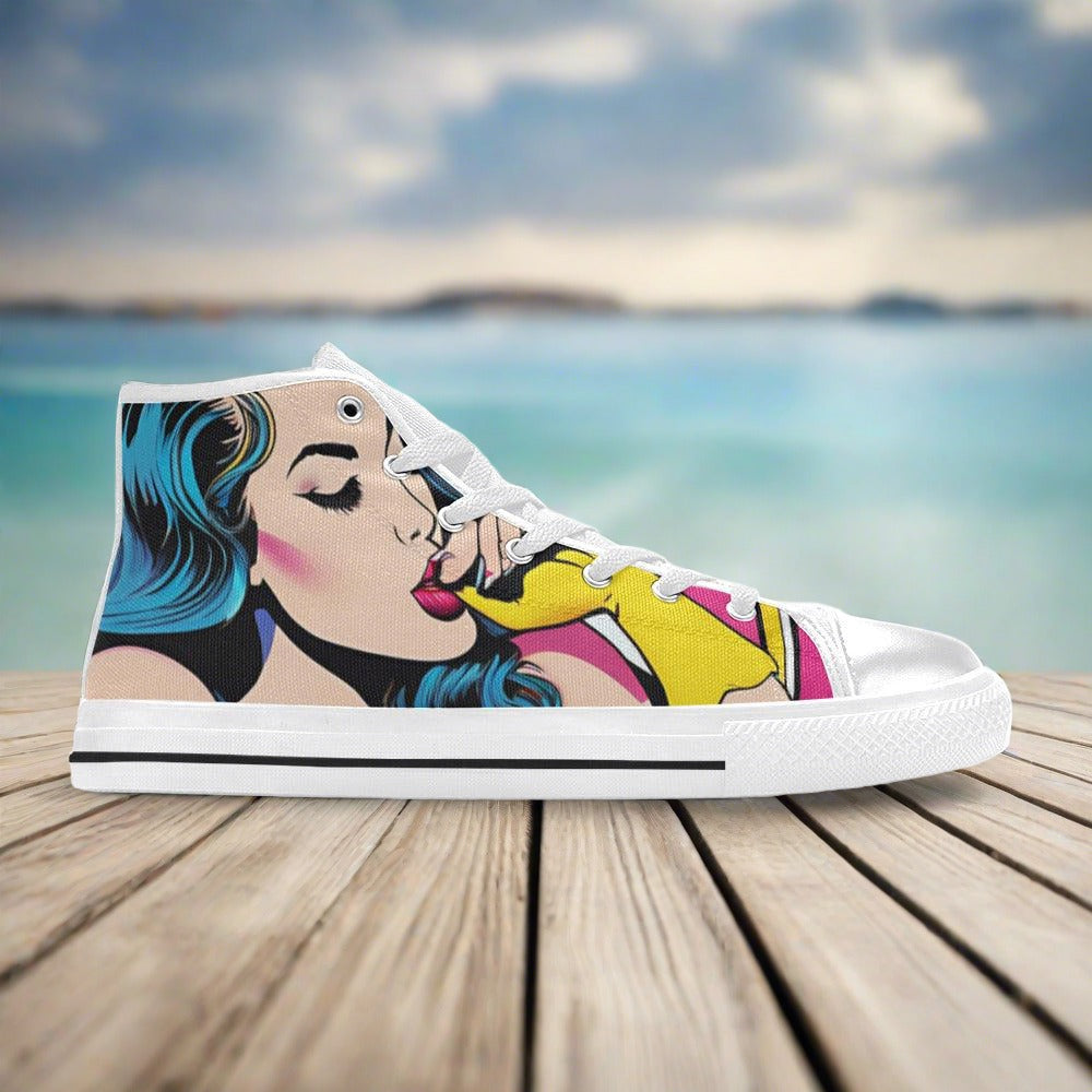 Cyberpunk Red Gold Vivid MEN Bold Art - Freaky Shoes | Custom Art Sneakers