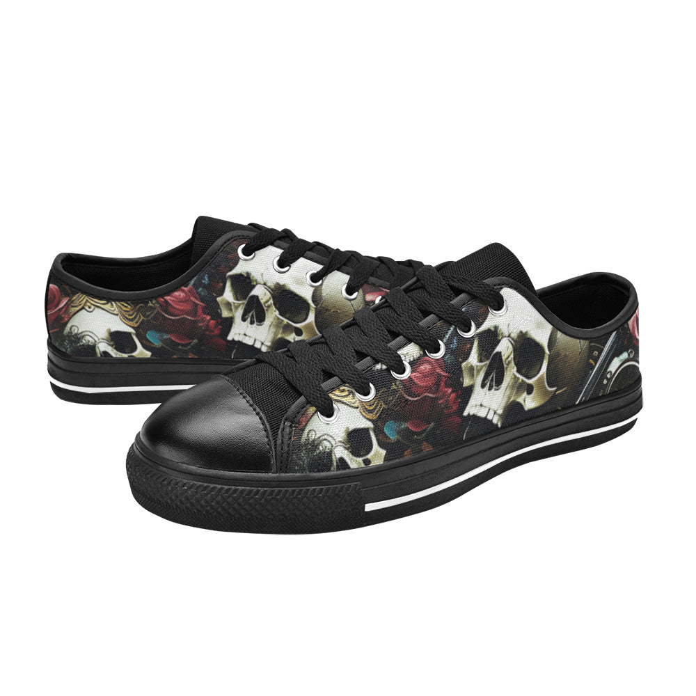 WOMEN'S Rose Skulls Dark 4 Canvas Aesthetic Custom Sneakers