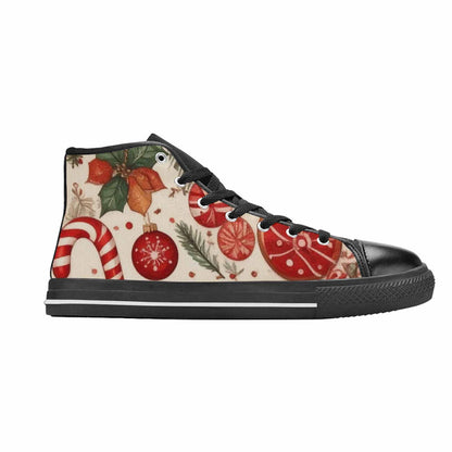 WOMEN'S Christmas Holly Snowflake High Top Canvas Grunge Custom Shoes