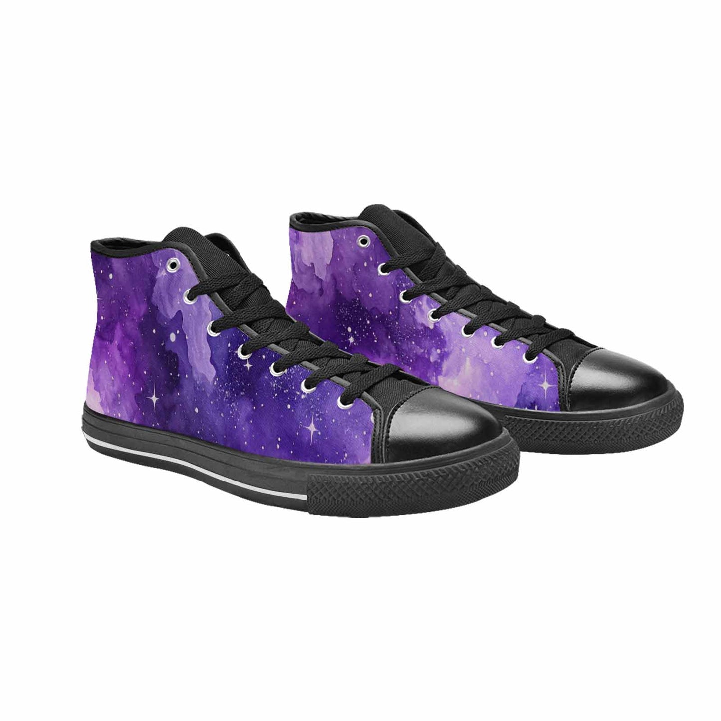 WOMEN'S Galaxy Art - High Top Canvas Vibrant Chaos Custom Sneakers