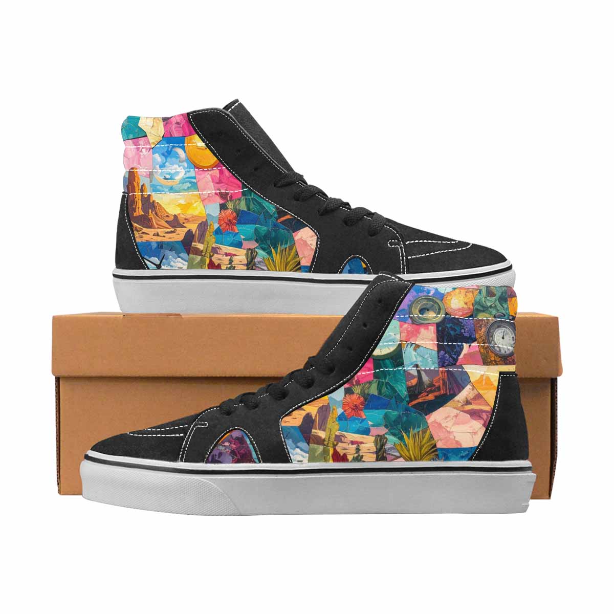 WOMEN'S Surrealist Full Color High Top Canvas Artist-designed Cottagecore Custom Printed Shoes