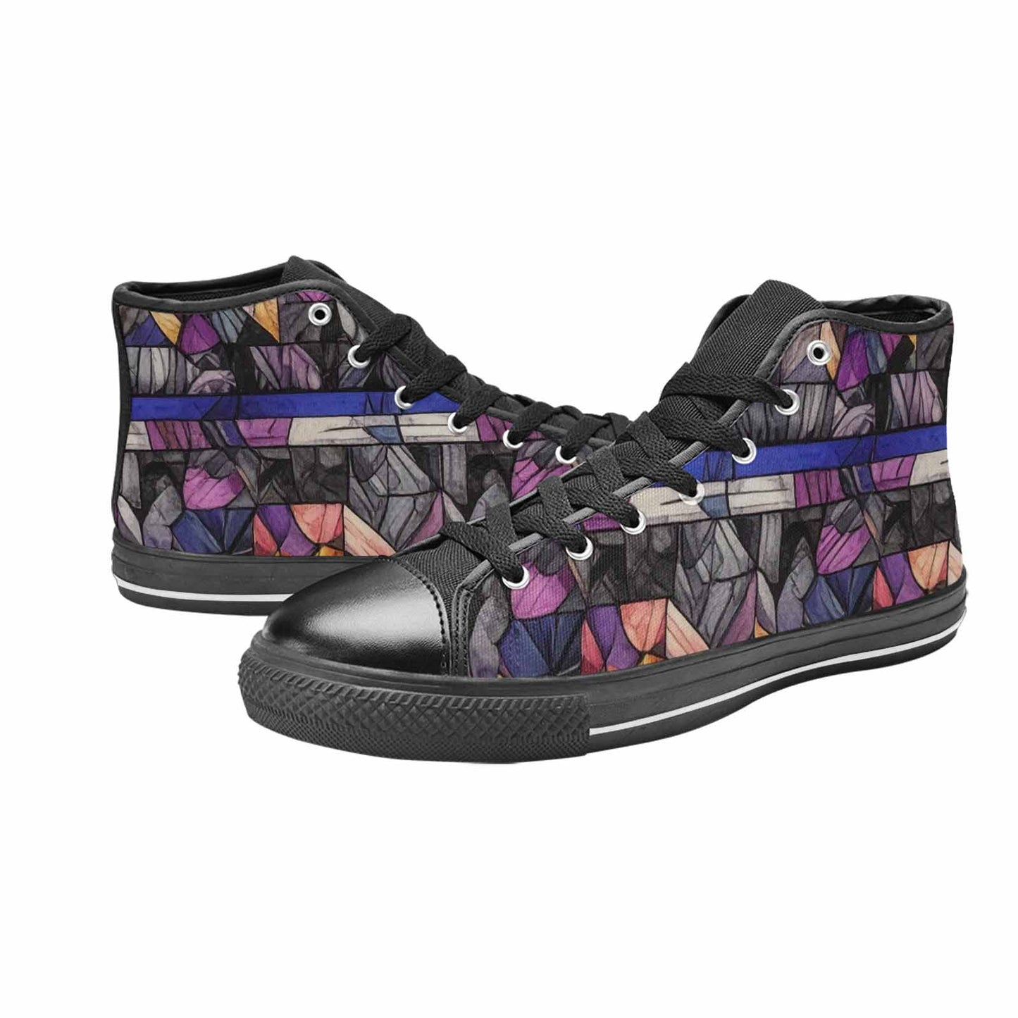 MEN'S Asexual Flag Color High Top Canvas Aesthetic Custom Sneakers