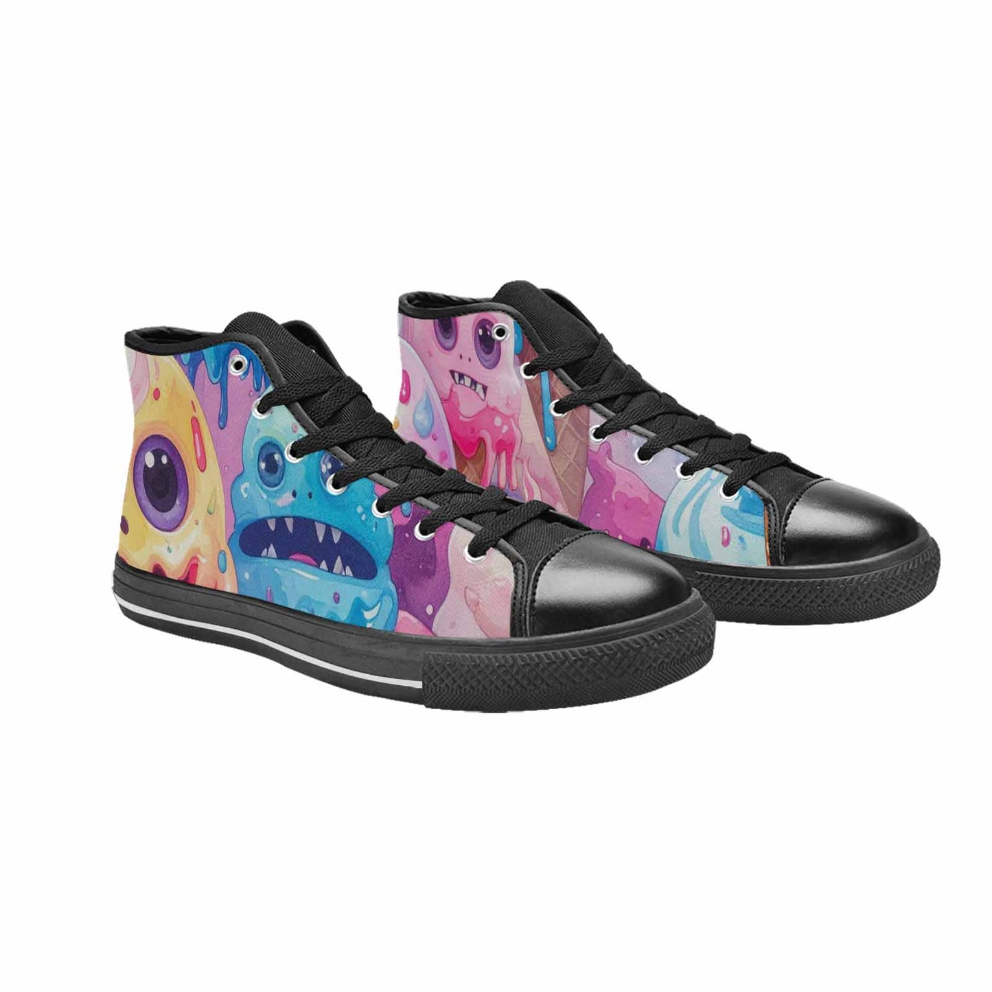 WOMEN'S Melting Icecream Cone Monster High Top Canvas Vibrant Chaos Shoes