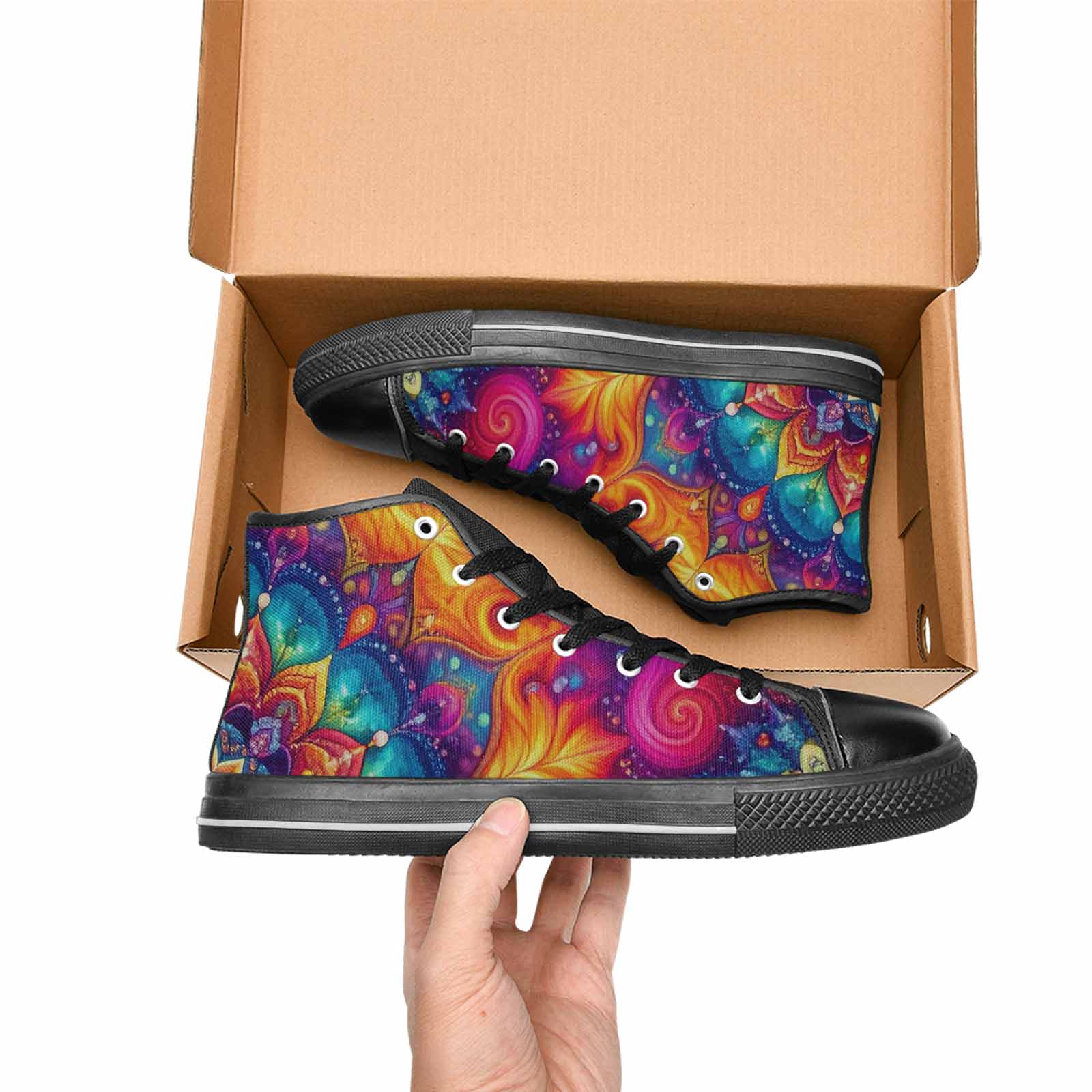 WOMEN'S Tie Dye Mandala High Top Canvas Y2K Custom Sneakers