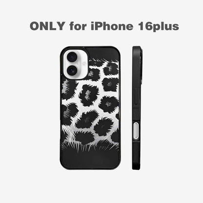 iPhone 16 Plus Case — Leopard Print Black And White Style, Custom Made Phone Cover