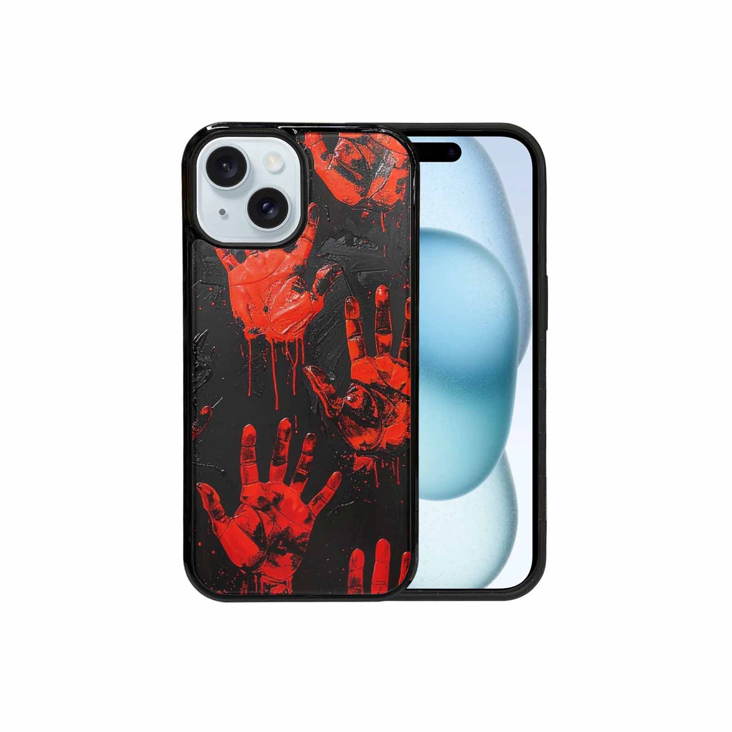 iPhone 15 Case — Halloween Splatter Handprint, Original Design Phone Case