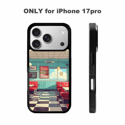 iPhone 17 Pro Case — Diner Cartoon Art Pattern Retro Vintage, Custom Phone Case