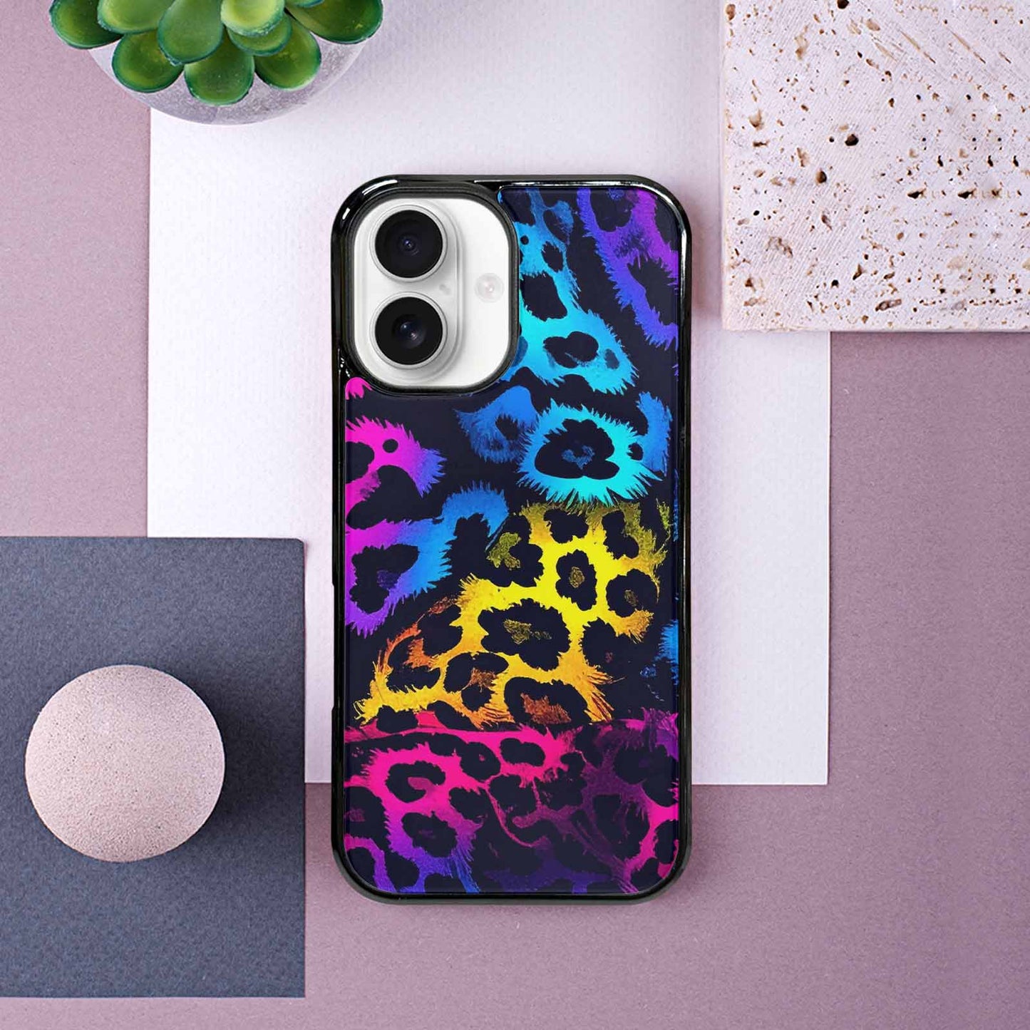 iPhone 16 Case — Leopard Print Neon, Custom Print Case Cover