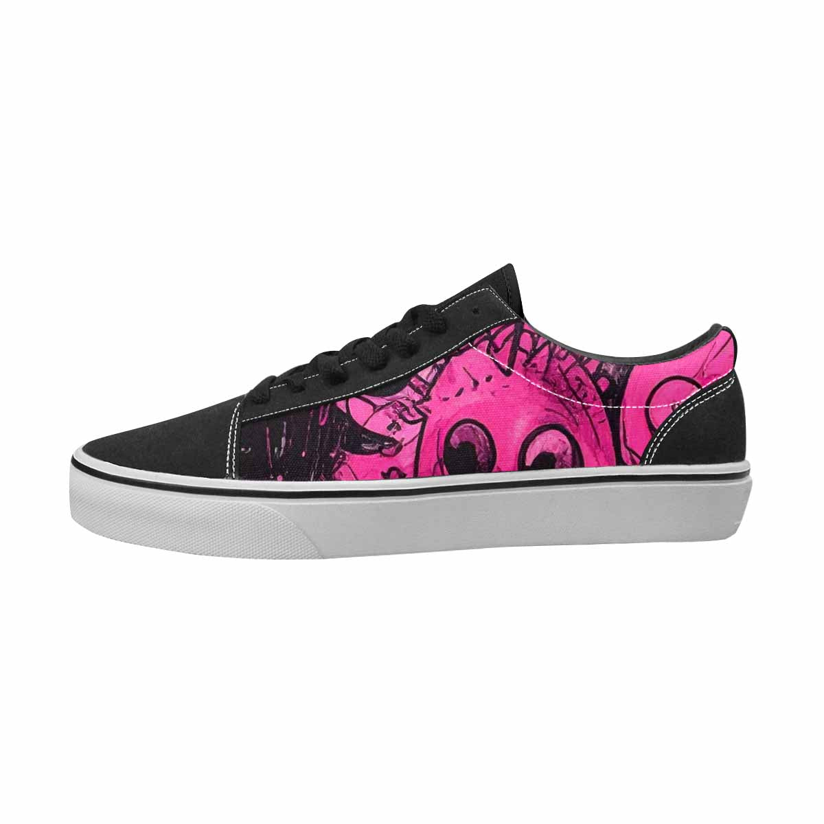 WOMEN'S Monsters Black & Pink Ink Canvas One Of A Kind Neon Fantasy Custom Art Shoes