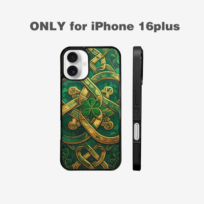 iPhone 16 Plus Case — Irish Celtic Knot Pattern Shamrocks Seamless, Custom Art Phone Cover