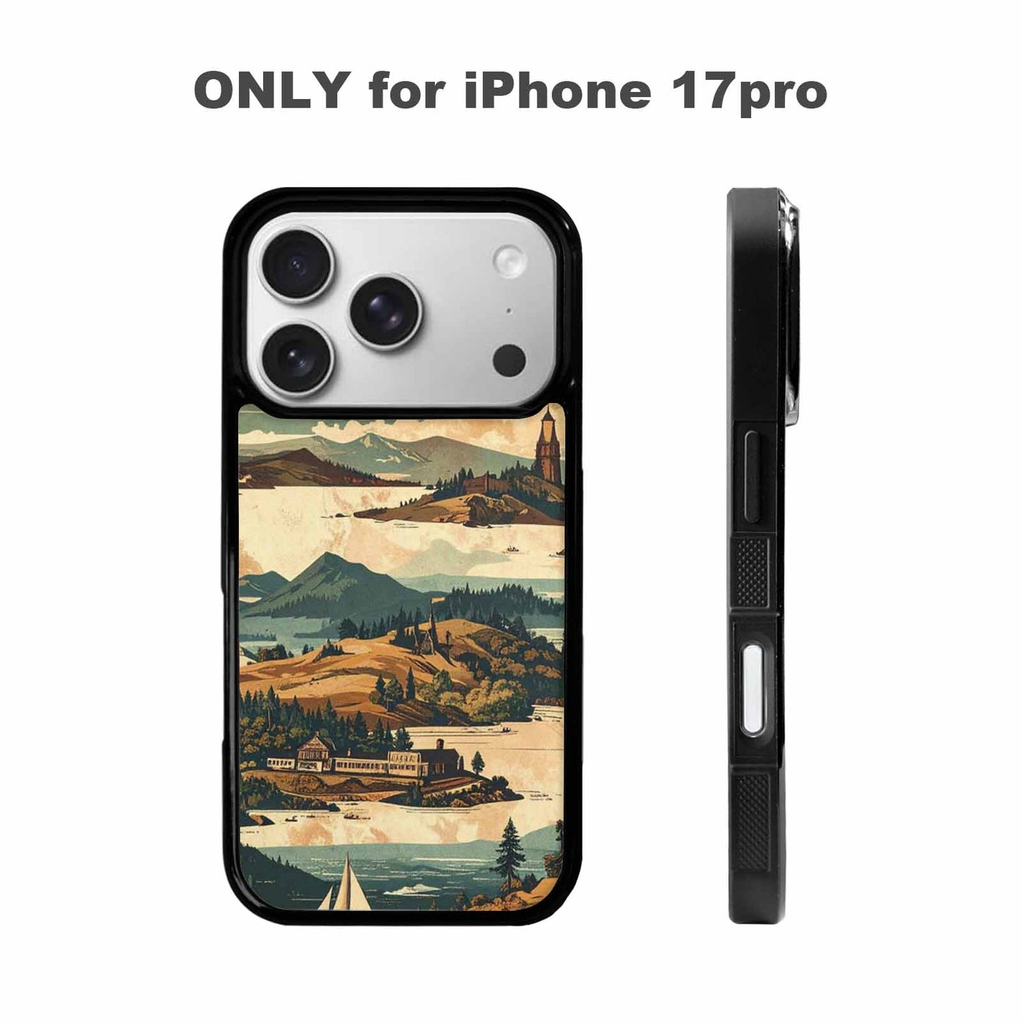 iPhone 17 Pro Case — Vintage Travel Artwork Pattern Retro Vintage, Custom Printed Phone Case