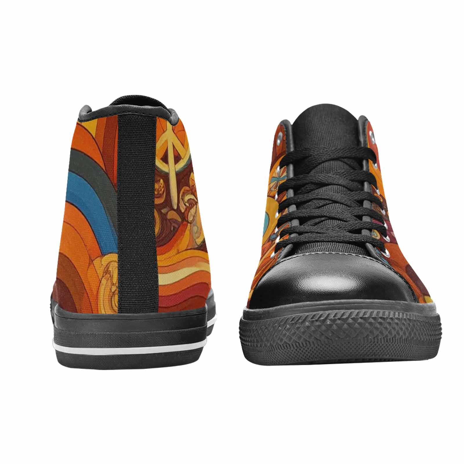 WOMEN'S Groovy 70S Peace High Top Canvas Vivid Custom Shoes