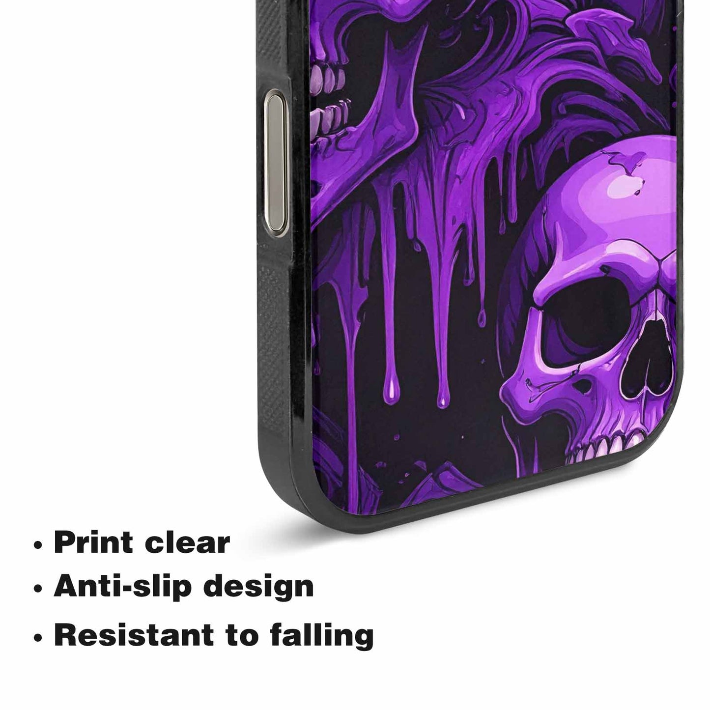 iPhone 16 Pro Case — Monochrome Purple Skeletons Neon Drip Melting, Customized Protective Case