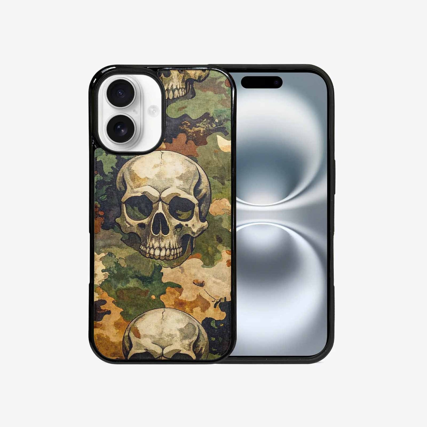 iPhone 16 Case — Military Camo Skull, Custom Phone Case