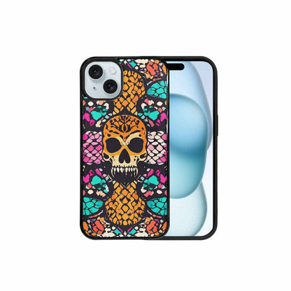 iPhone 15 Plus Case — Snake Print Skull, Custom Phone Case