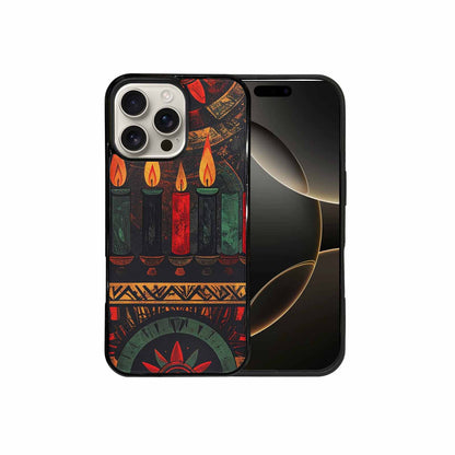 iPhone 16 Pro Max Case — Kwanzaa Kinara Pattern Seamless Repeat African, Custom Designed Case Cover