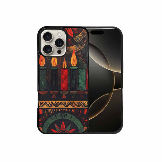 iPhone 16 Pro Max Case — Kwanzaa Kinara Pattern Seamless Repeat African, Custom Designed Case Cover