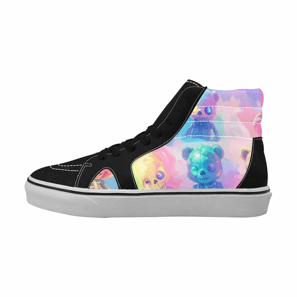 MEN'S Rainbow Teddy Skeletons Eye High Top Canvas Aesthetic Shoes