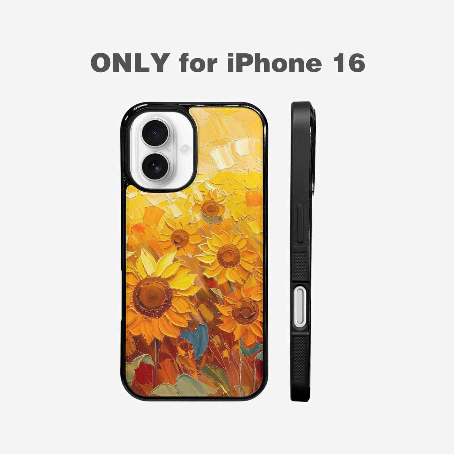 iPhone 16 Case — Impressionist Sunflower Brushstroke Pattern Hundreds Of, Unique Phone Case Design