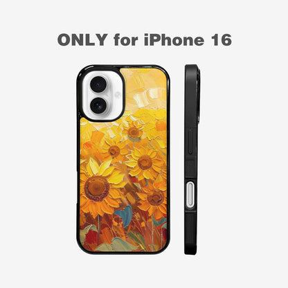 iPhone 16 Case — Impressionist Sunflower Brushstroke Pattern Hundreds Of, Unique Phone Case Design