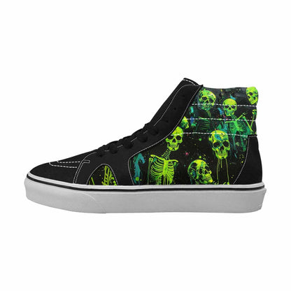 MEN'S Skeletons  Neon Green High Top Canvas Vibrant Chaos Custom Sneakers