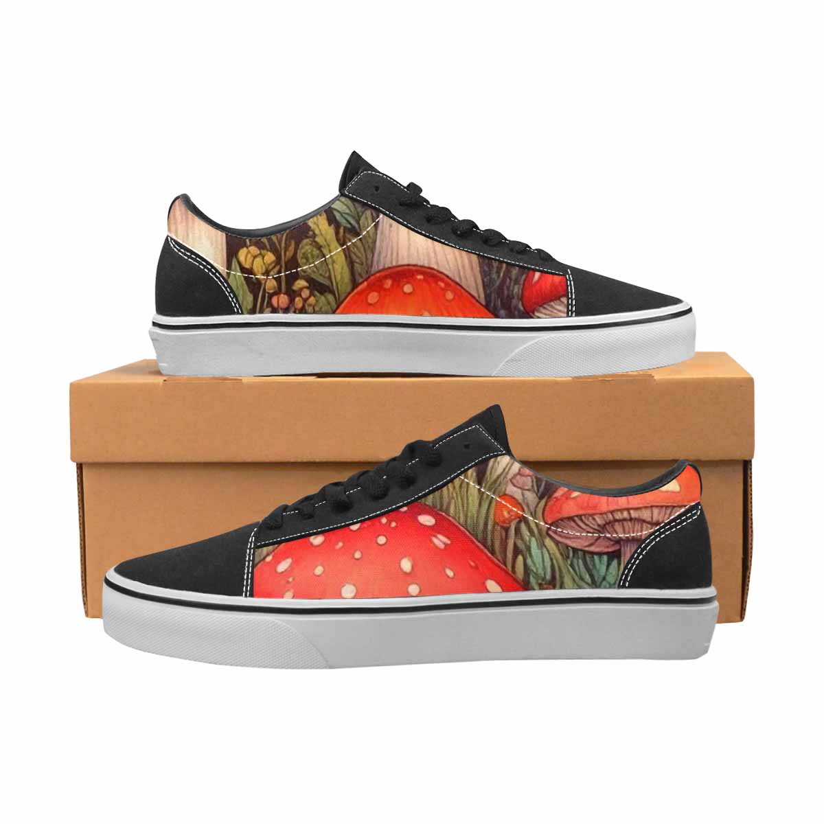 WOMEN'S Mushroom Canvas Lace-Up Wallpaper Art Shoes