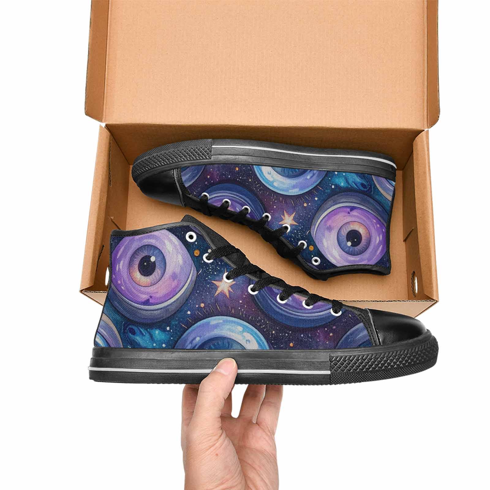 MEN'S Cartoon Eyeballs Galaxy High Top Canvas Dark Academia Shoes