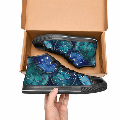WOMEN'S Mermaid Scale High Top Canvas Cottagecore Custom Sneakers