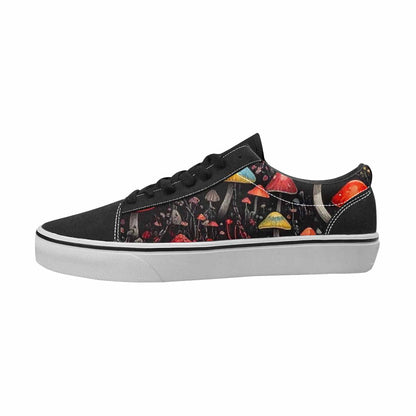 MEN'S Mushrooms Black & Red Ink Canvas Custom Design Wallpaper Art All Over Print Shoes