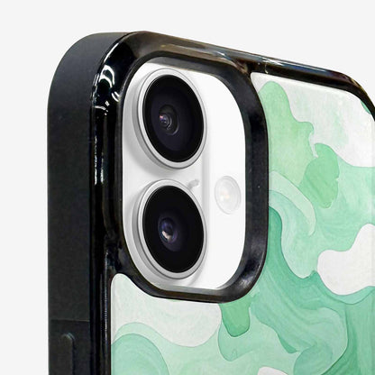 iPhone 16 Case — Camo Mint Green White, Personalized Phone Case