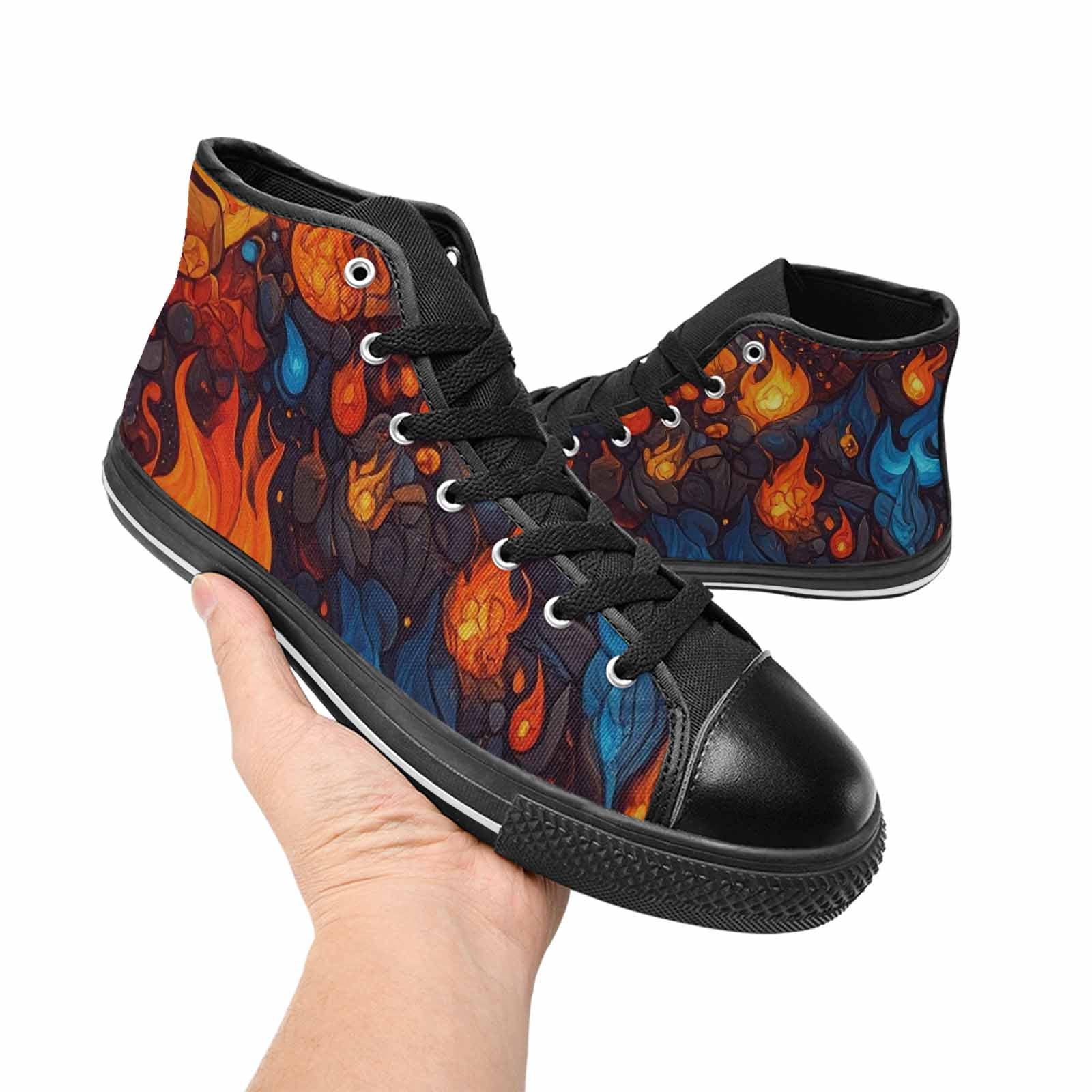 WOMEN'S Fire Flame High Top Canvas Surreal Sneakers