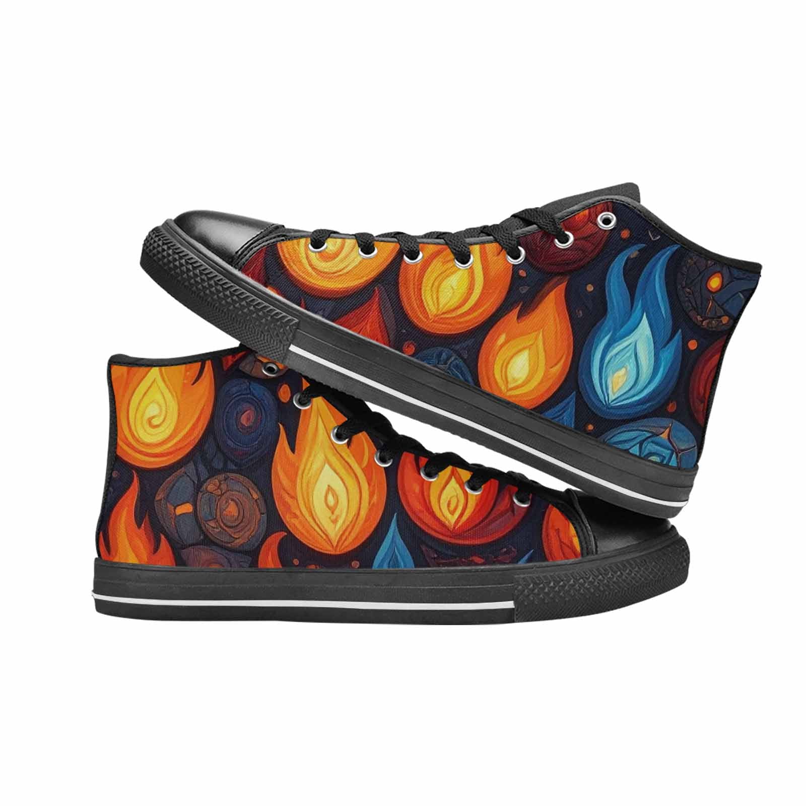 MEN'S Fire Flame High Top Canvas Dark Academia Custom Shoes