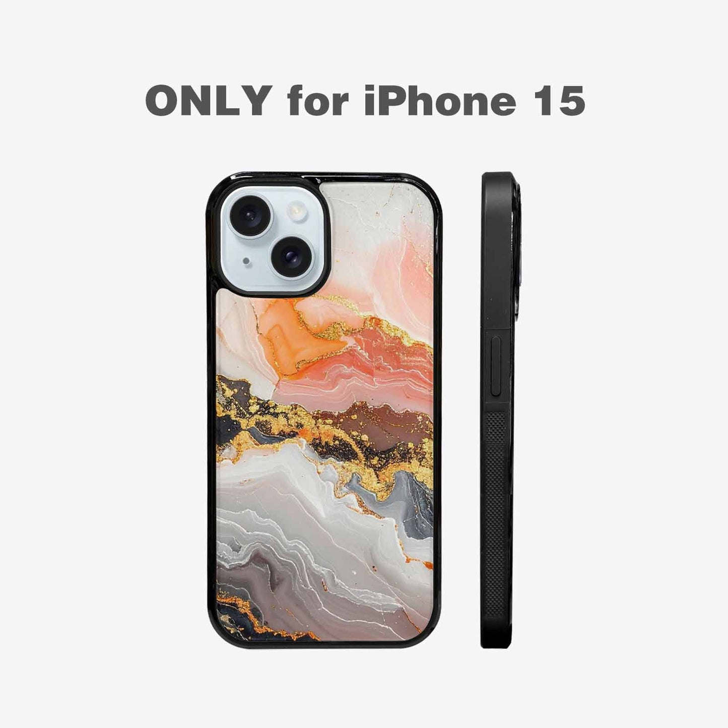 iPhone 15 Case — Marble Vein Marble Veins Pattern Hundreds, Customized Protective Case