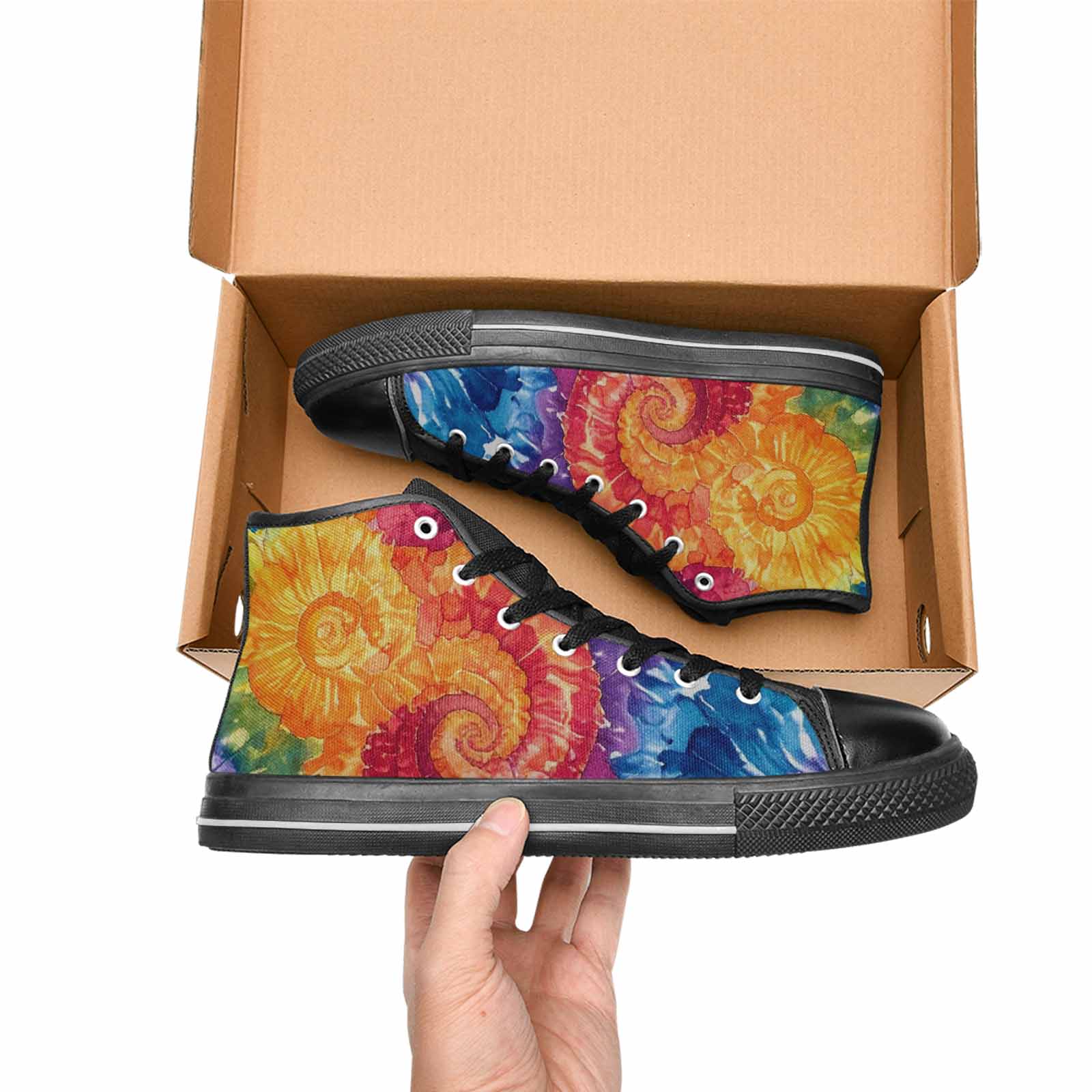 MEN'S Tie Dye Swirl High Top Canvas Aesthetic Sneakers