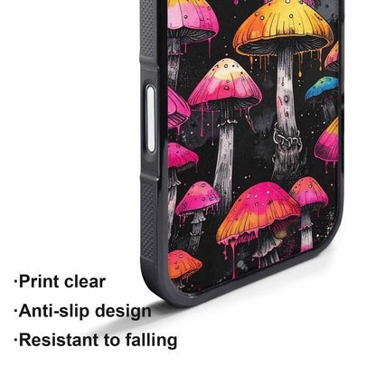 iPhone 17 Pro Case — Rainbow Drip Mushrooms Black Pink Original, Custom Art Phone Cover