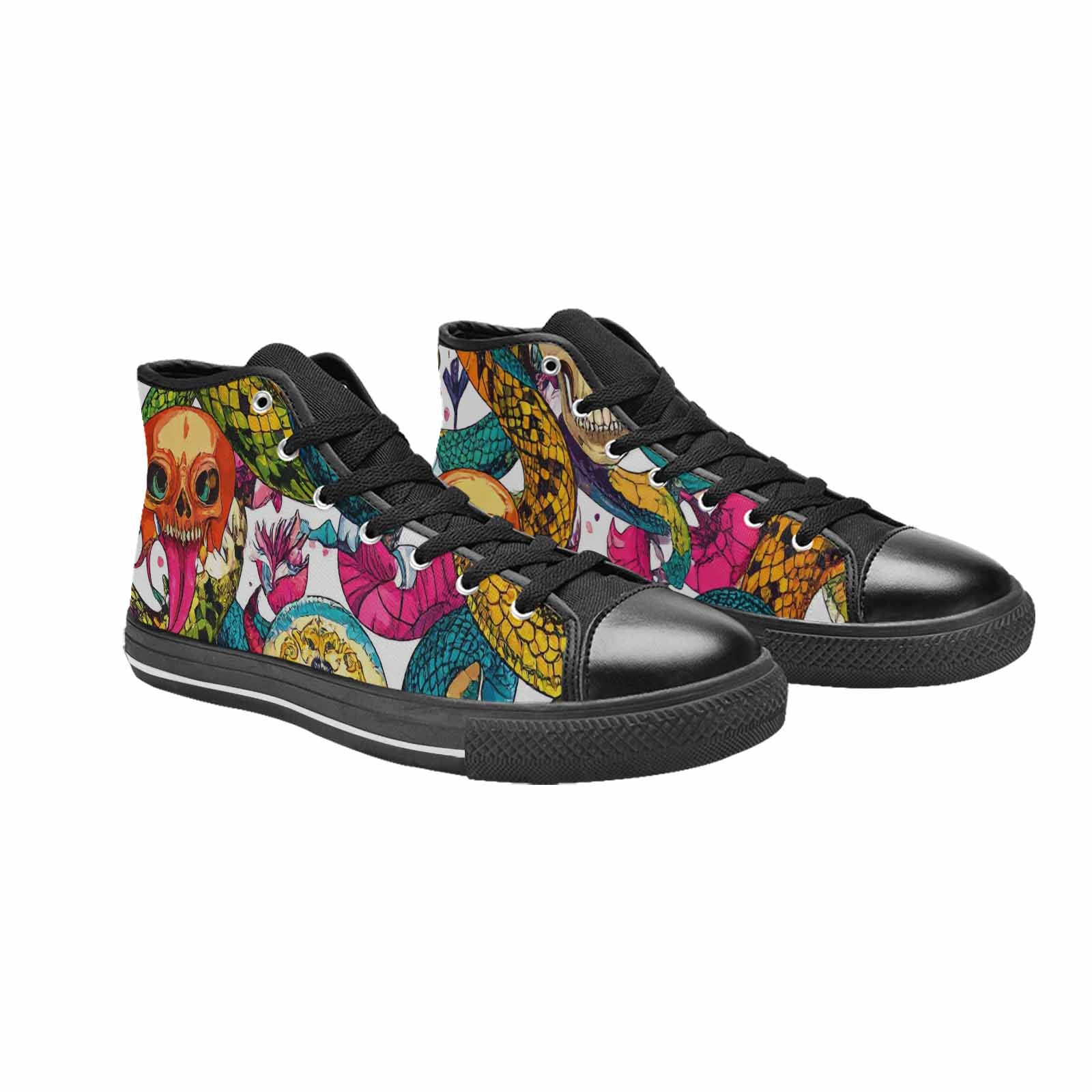MEN'S Snake Print Skull High Top Canvas Dreamcore Custom Sneakers