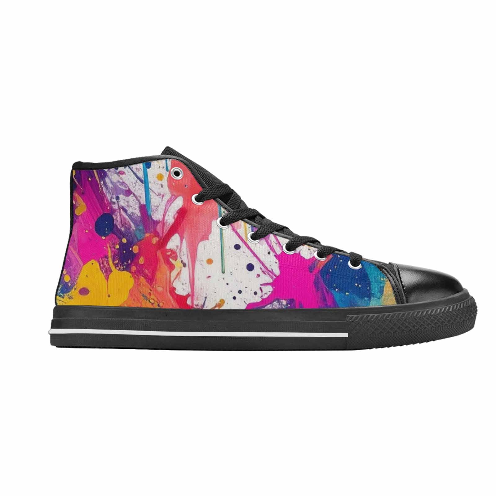 WOMEN'S Paint Splatter High Top Canvas Grunge Sneakers
