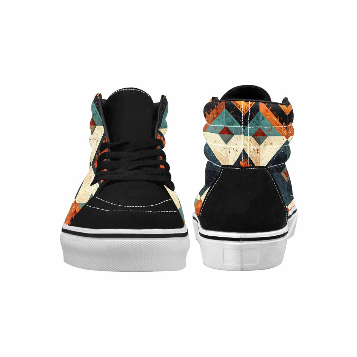 WOMEN'S Southwestern Geometric Diamond High Top Canvas Neon Fantasy Custom Shoes