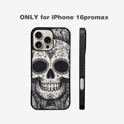 iPhone 16 Pro Max Case — Intricately Detailed Sugar Skulls In Black, Customized Protective Case