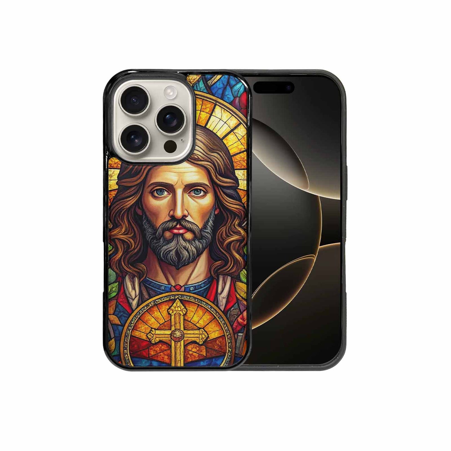 iPhone 16 Pro Case — Jesus Face Small Cross And Faith, Custom Designed Case Cover